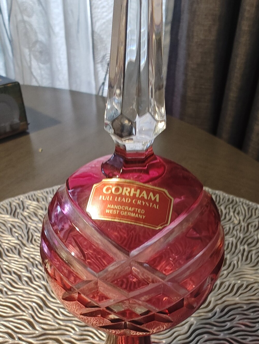 Gorham Vintage Full Lead Crystal Ruby Pink Treetop